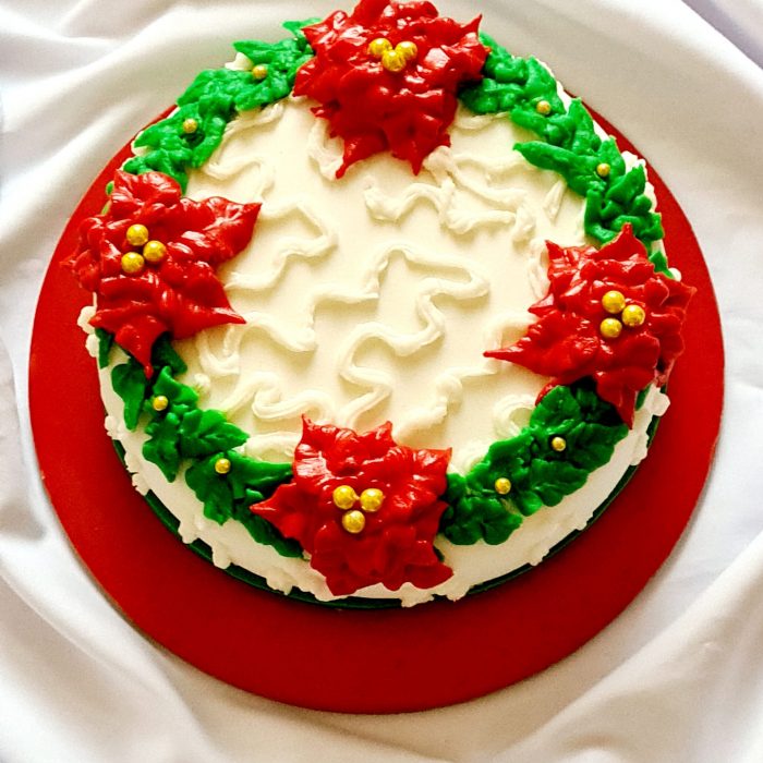 Chocolate Fudge Cake with Xmas designs